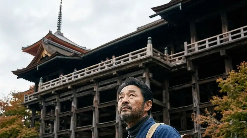 下から見上げた清水寺の舞台